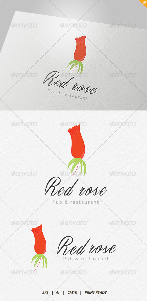 Red Rose Pub and Restaurant Logo - Nature Logo Templates