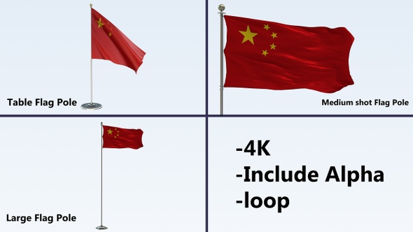 China Flag Pole Pack 4k-Loop alt