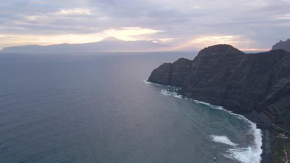 Aerial View of Cliffs in Hermigua La Gomera Canary Islands alt