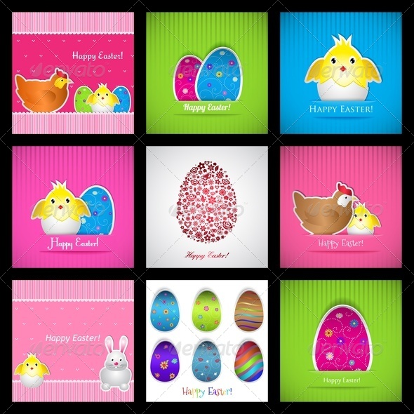 Set Of Easter Cards - Miscellaneous Seasons/Holidays