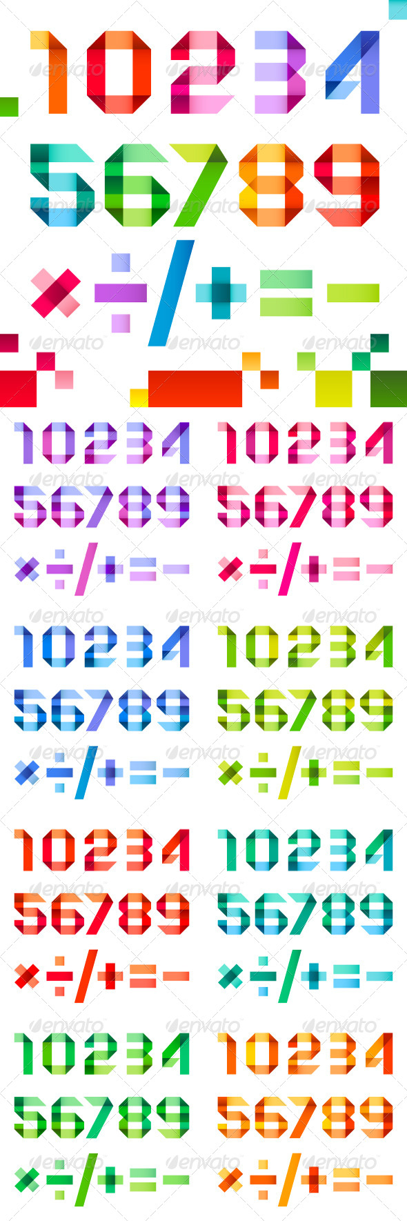 Spectral Numbers Folded of Ribbon Colored Paper - Miscellaneous Conceptual