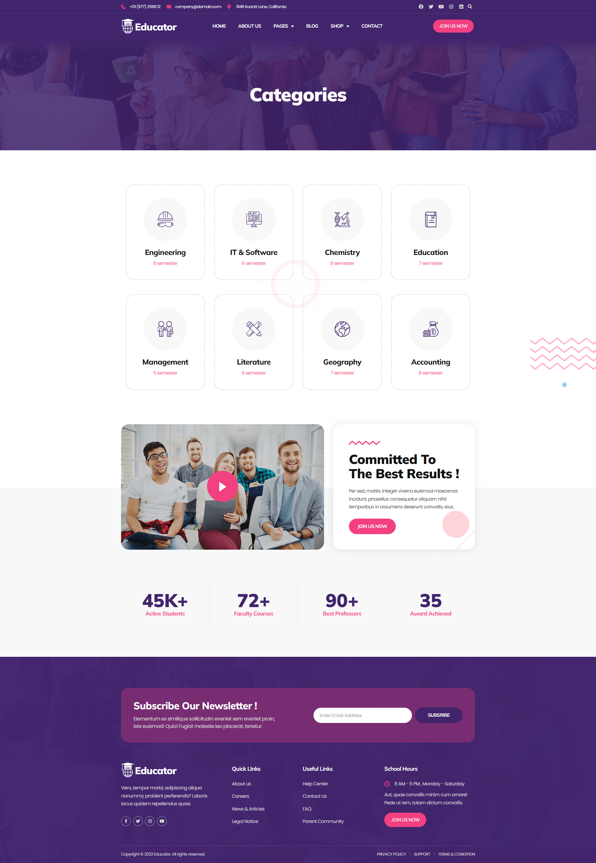 Educator – University & School Education Figma Template by bosathemes