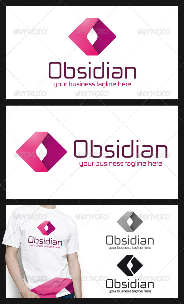 Obsidian Media Logo Template - 3d Abstract