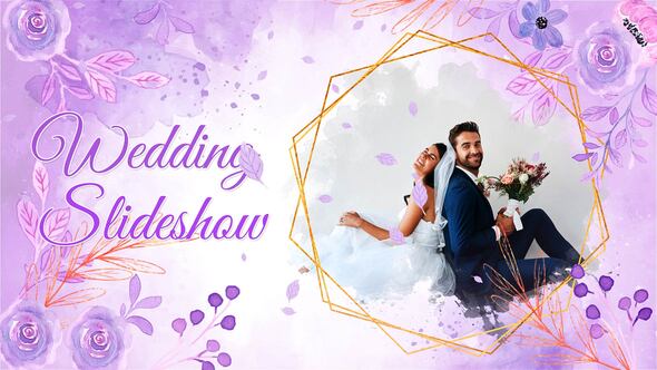 Wedding Watercolor Purple Video Displays template preview