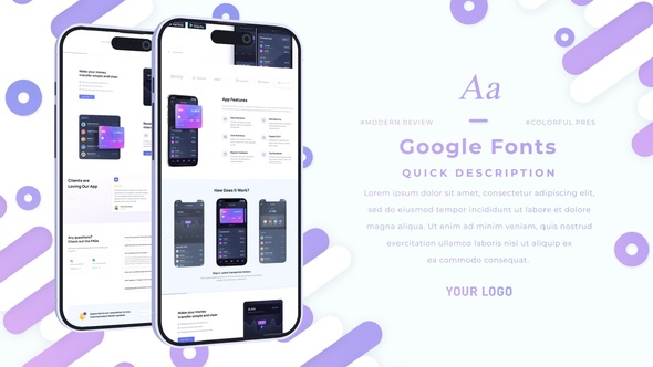 Minimal App Promotion Video Displays template preview