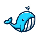 Cute Blue Whale Logo Design