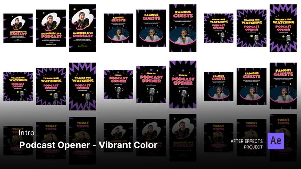 Intro/Opening - Podcast Opener Vibrant Color After Effects Project Files Openers template preview