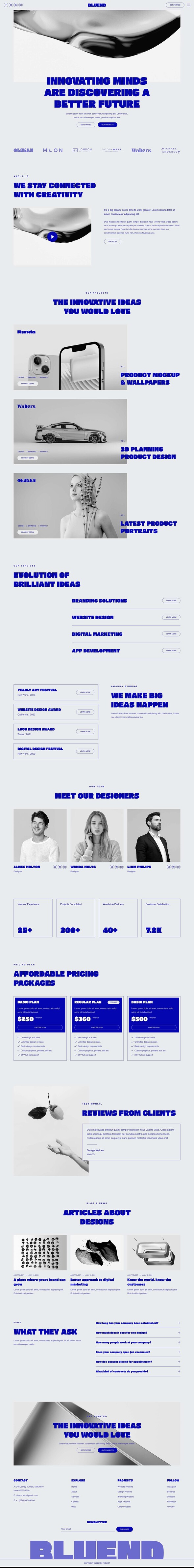 Bluend - Creative Agency & Portfolio Elementor Template Kit