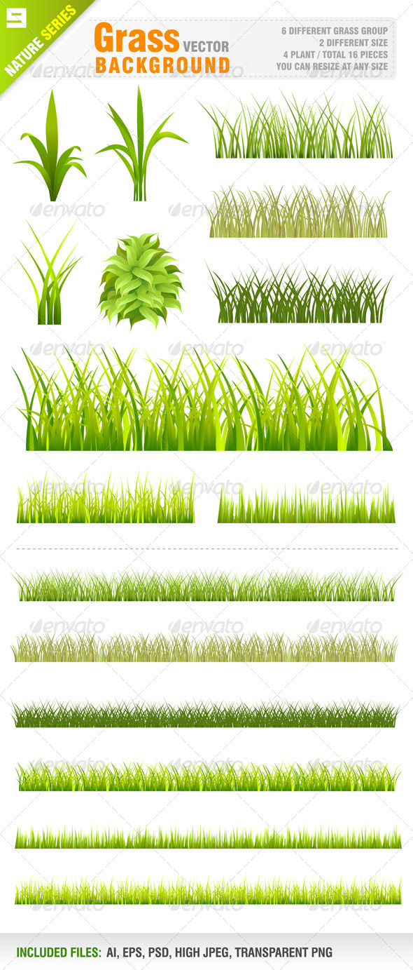 Grass Background Set - Flowers & Plants Nature