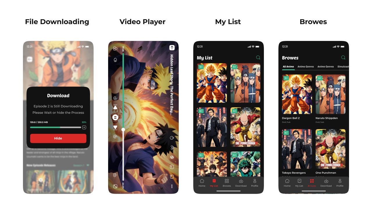 EpicAnime Streaming React Native Expo App Free Figma iOS