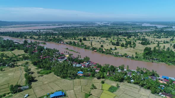 4.000 islands near Don Det in southern Laos seen from the sky