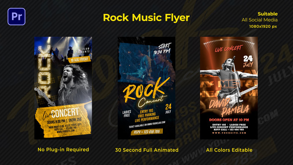 Rock Music Flyer Instagram Stories Premiere Pro template preview
