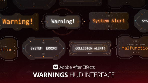 HUD Interface Warnings Ae Infographics template preview