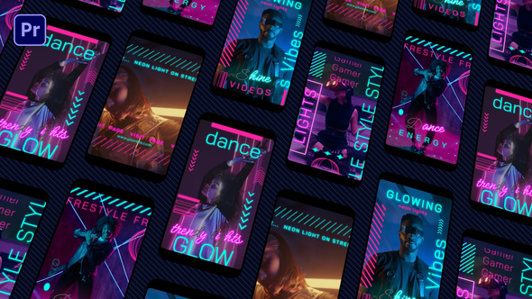 Instagram Reels Neon Premiere Pro template preview