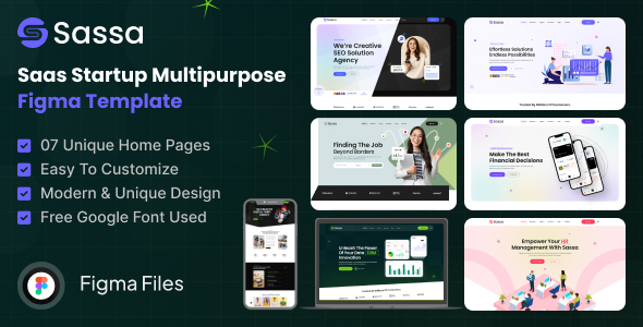 Sassa – Sass Startup Multipurpose Figma Template