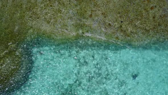 Romantic panorama of marine coastline beach trip by sea with sand background in sunlight alt
