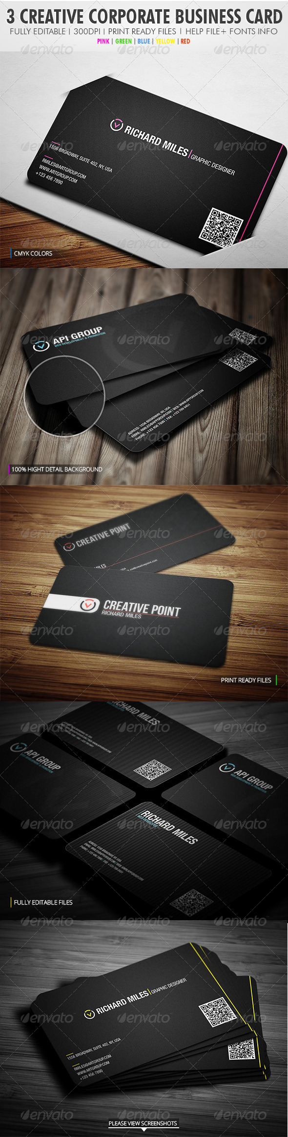3 In 1 Creative Corporate Bundle - Corporate Business Cards