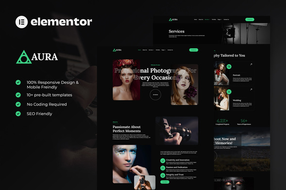 Aura - Photography & Portfolio Elementor Template Kit