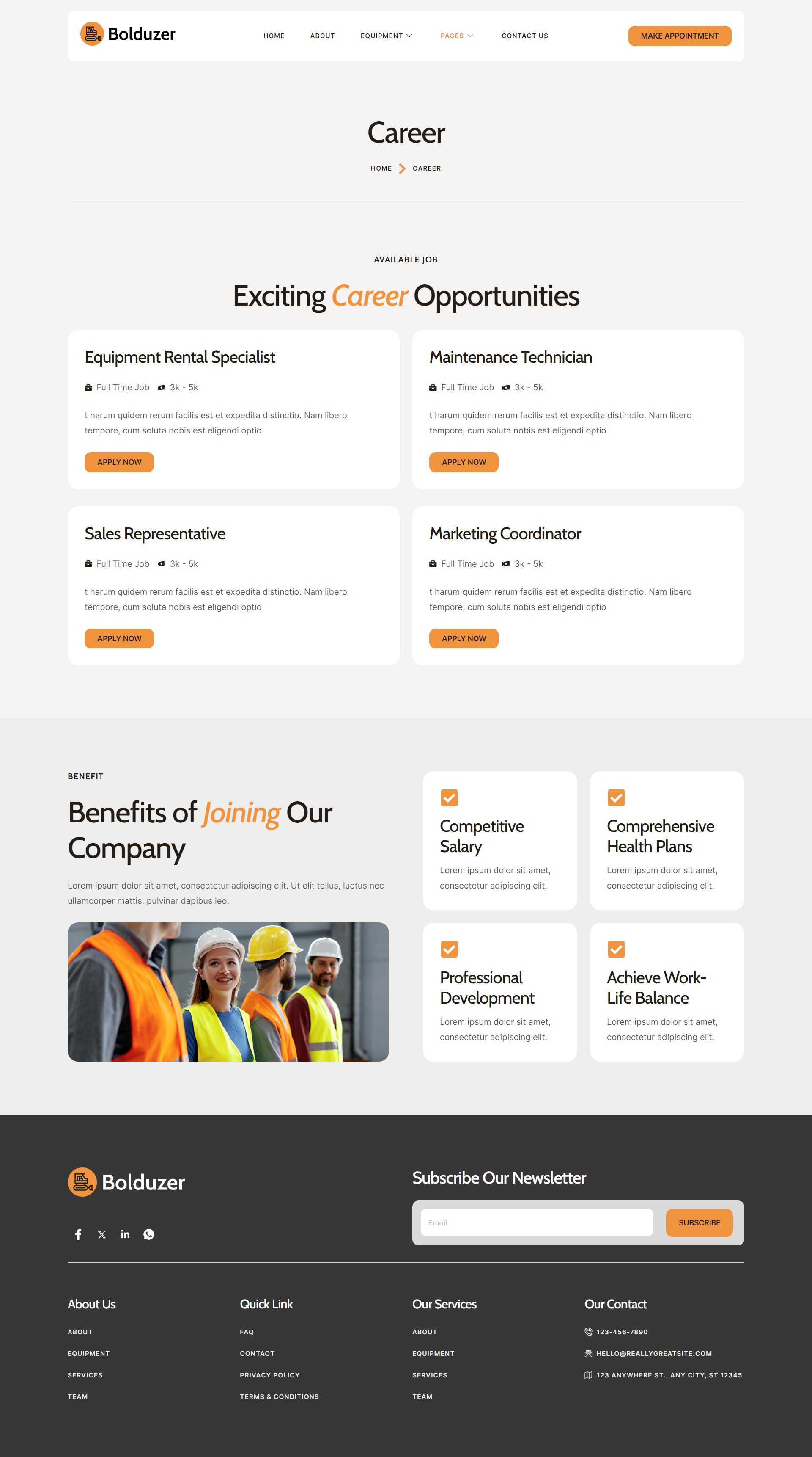 Bolduzer Machinery Equipment Rentals Elementor Template kit by