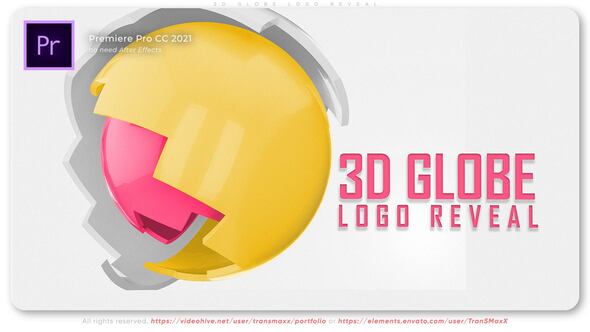 3D Globe Logo Reveal Premiere Pro template preview