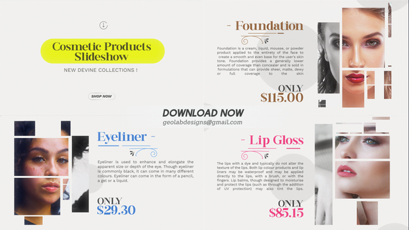 Cosmetic Products Slideshow Video Displays template preview