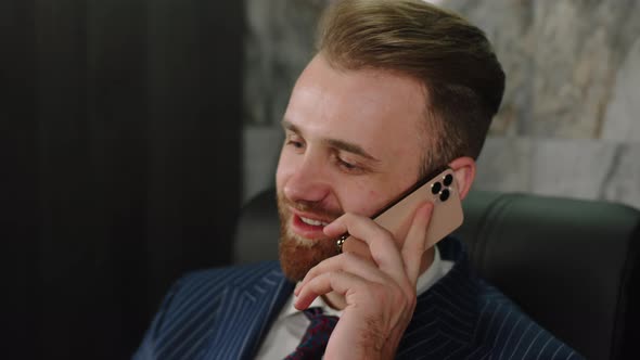 Caucasian Businessman Have a Conversation on the alt