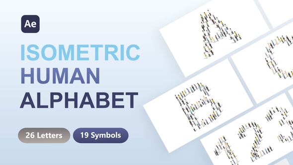Isometric Human Alphabet Titles template preview