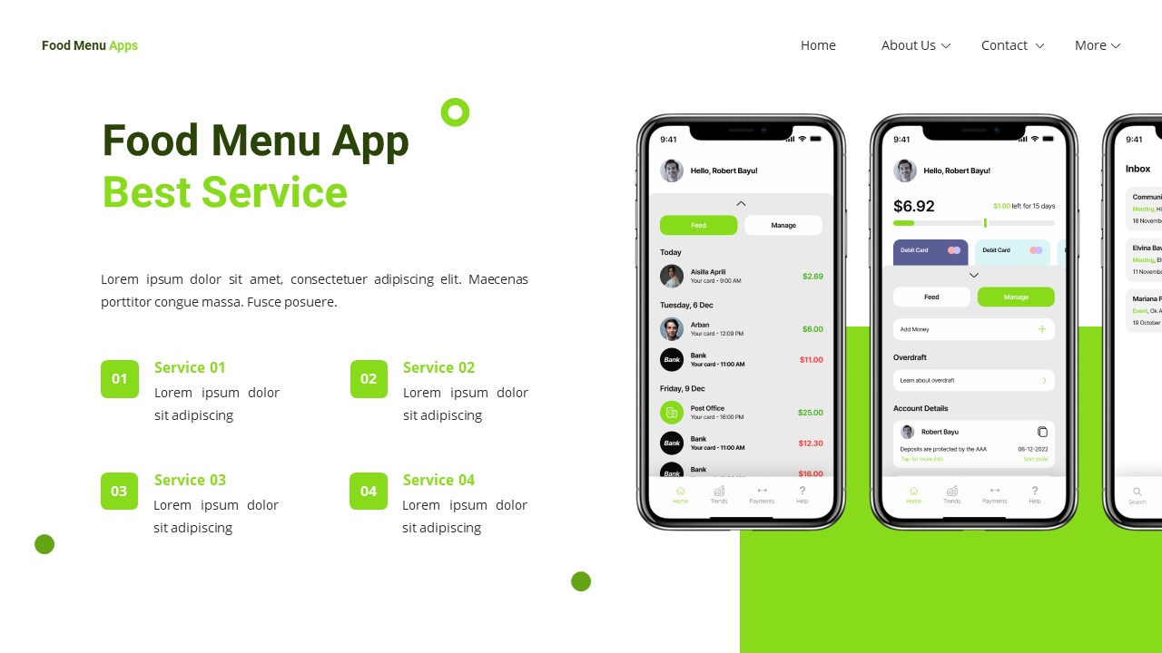 Food Menu Apps - Mobile App Google Slide Templates, Presentation Templates