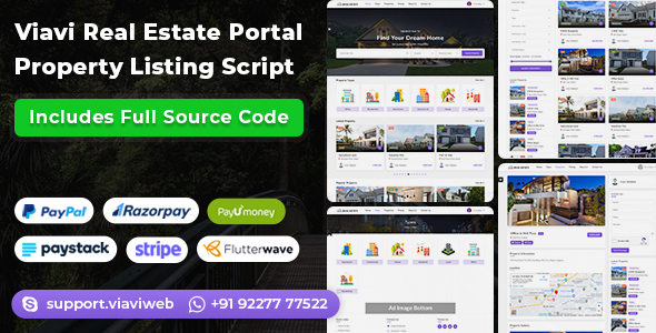 Viavi Real Estate Portal  Property Listing Script