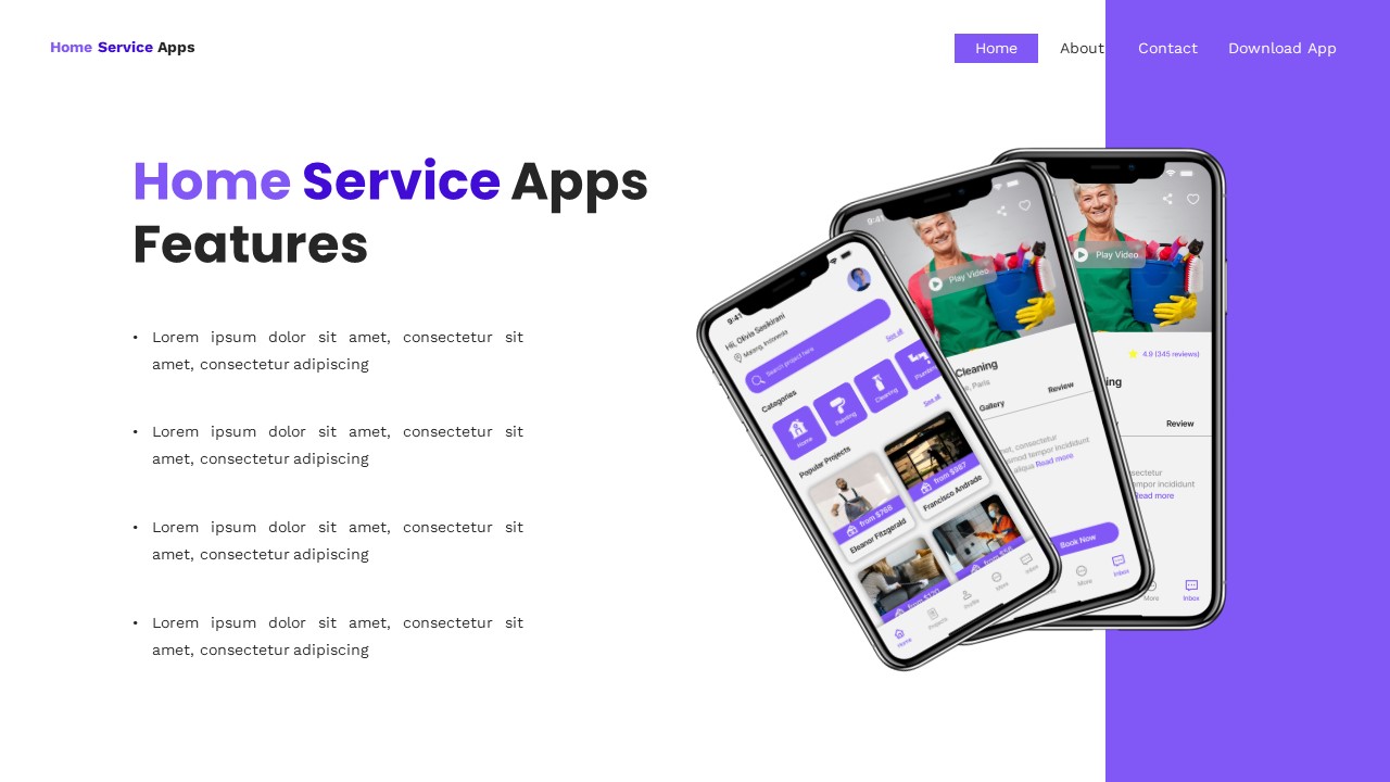 Home Service Apps - Mobile App Powerpoint Templates, Presentation Templates