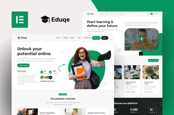 cover eduqe elementor pro template kit