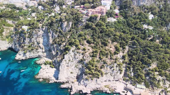 Amazing Aerial View of Capri Island Coastline in Summer Season Italy alt