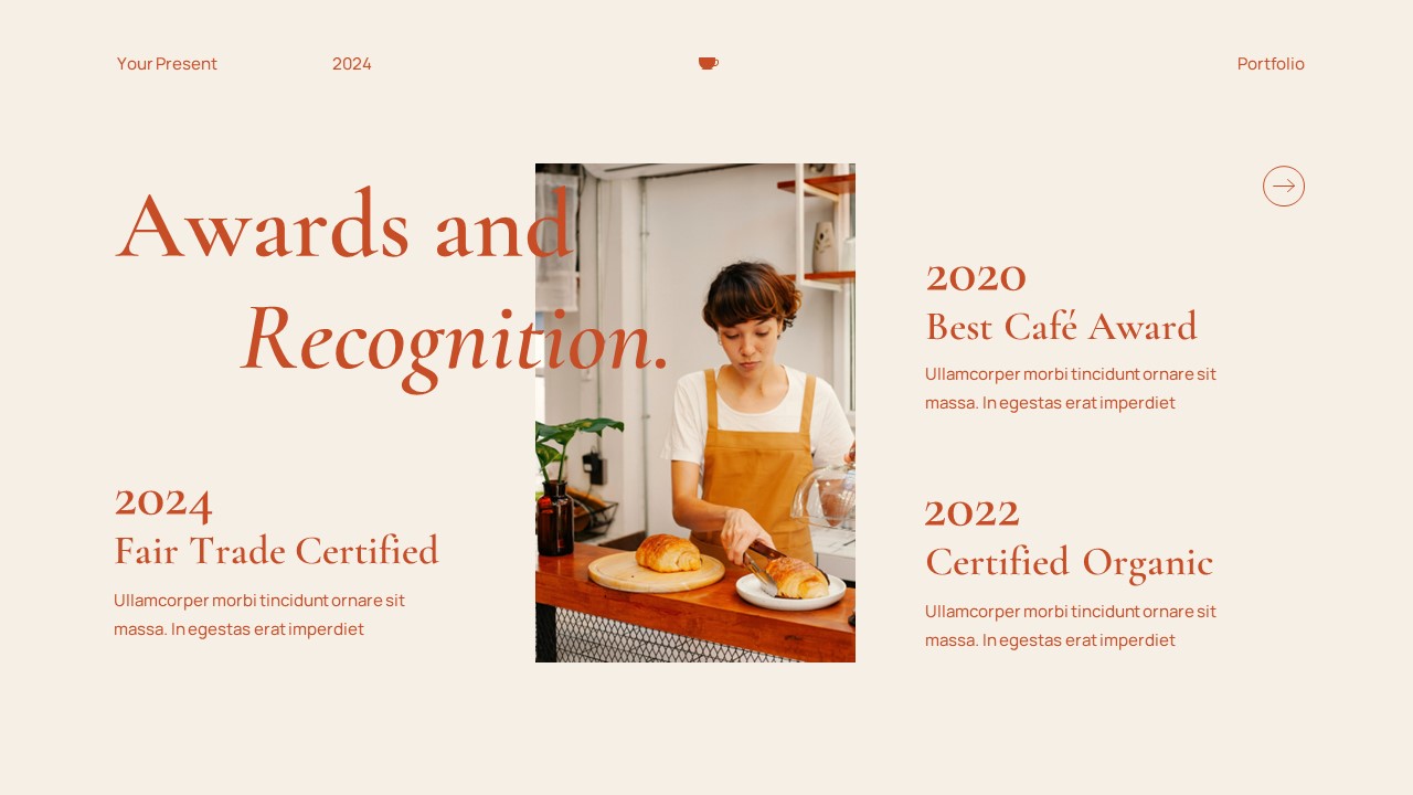 Cream Orange Modern Minimalist Cafe Portfolio Powerpoint Presentation ...