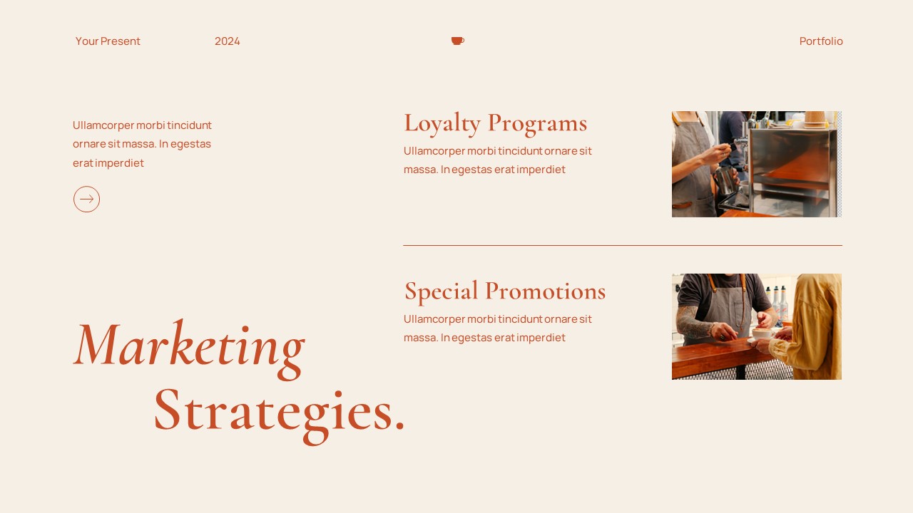 Cream Orange Modern Minimalist Cafe Portfolio Powerpoint Presentation ...