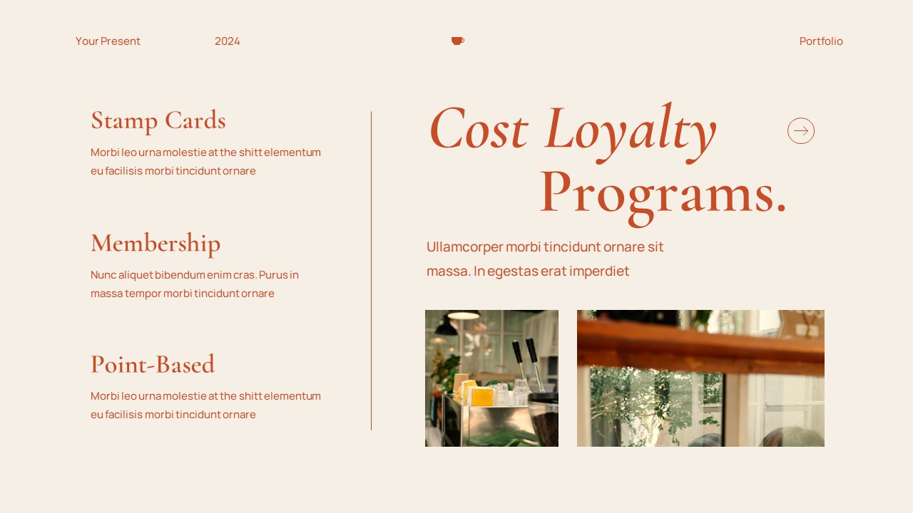 Cream Orange Modern Minimalist Cafe Portfolio Powerpoint Presentation ...