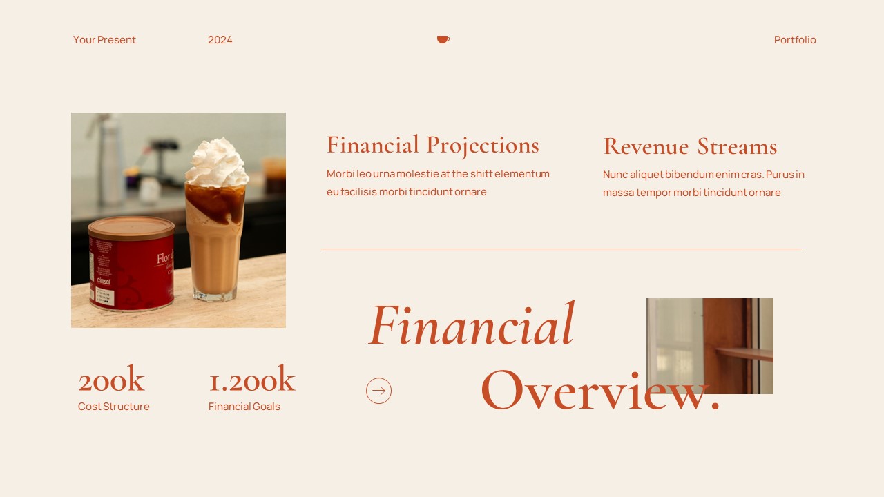 Cream Orange Modern Minimalist Cafe Portfolio Powerpoint Presentation ...