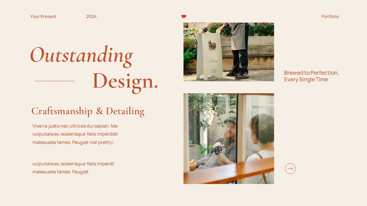 Cream Orange Modern Minimalist Cafe Portfolio Powerpoint Presentation ...