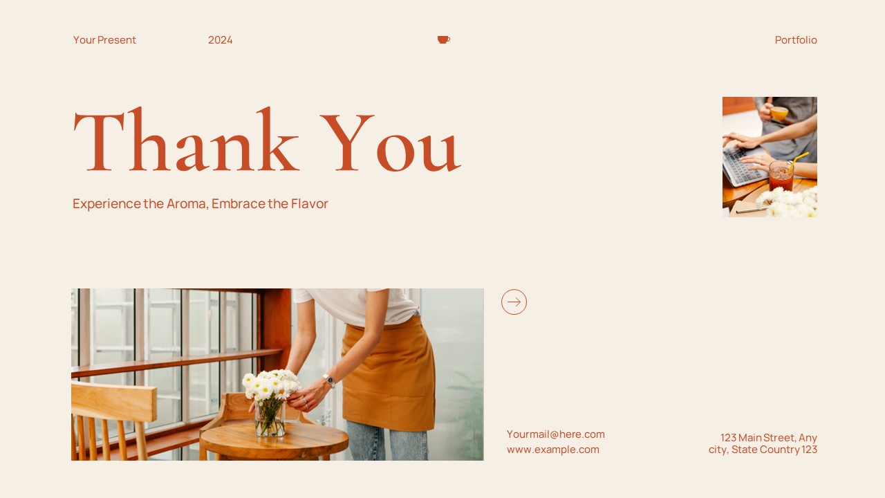 Cream Orange Modern Minimalist Cafe Portfolio Powerpoint Presentation ...