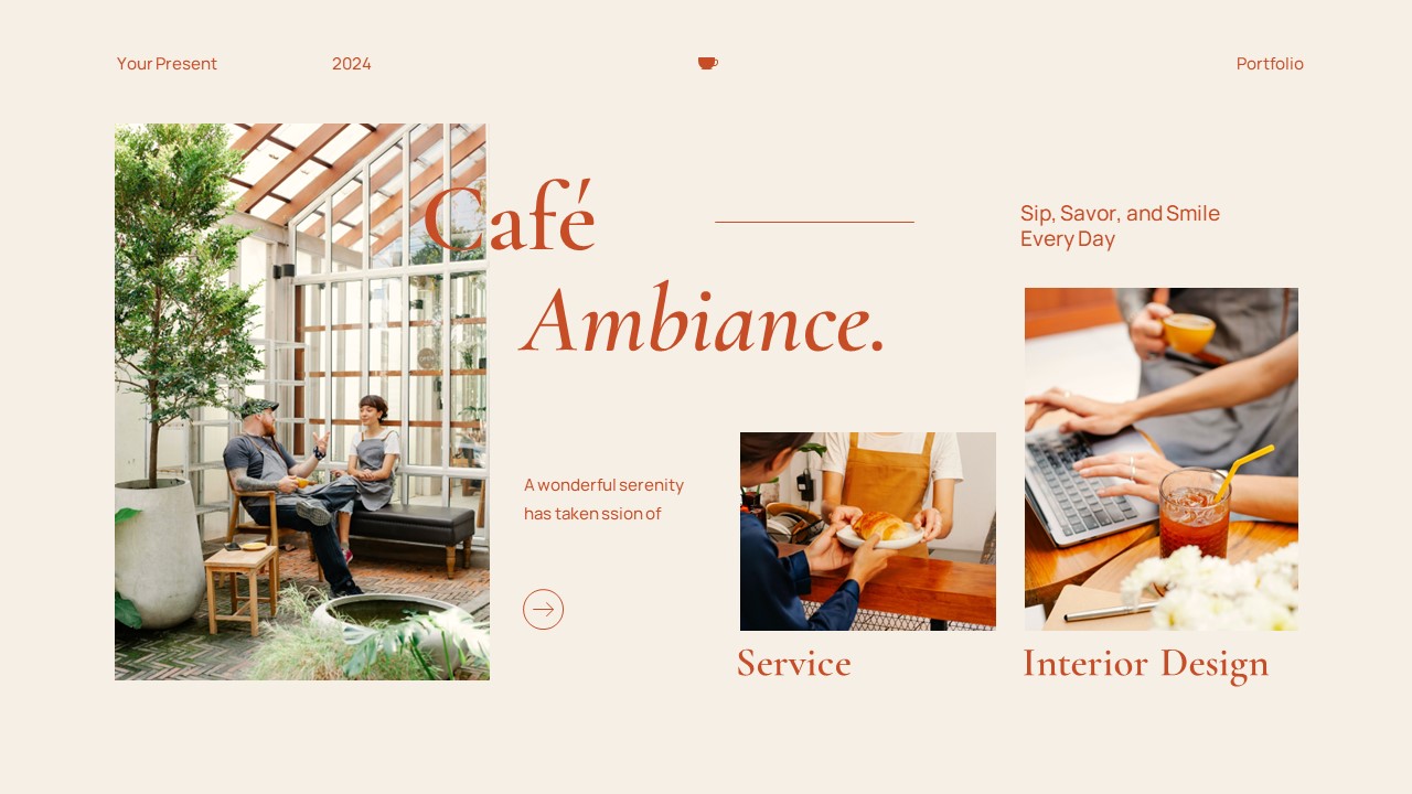 Cream Orange Modern Minimalist Cafe Portfolio Powerpoint Presentation ...