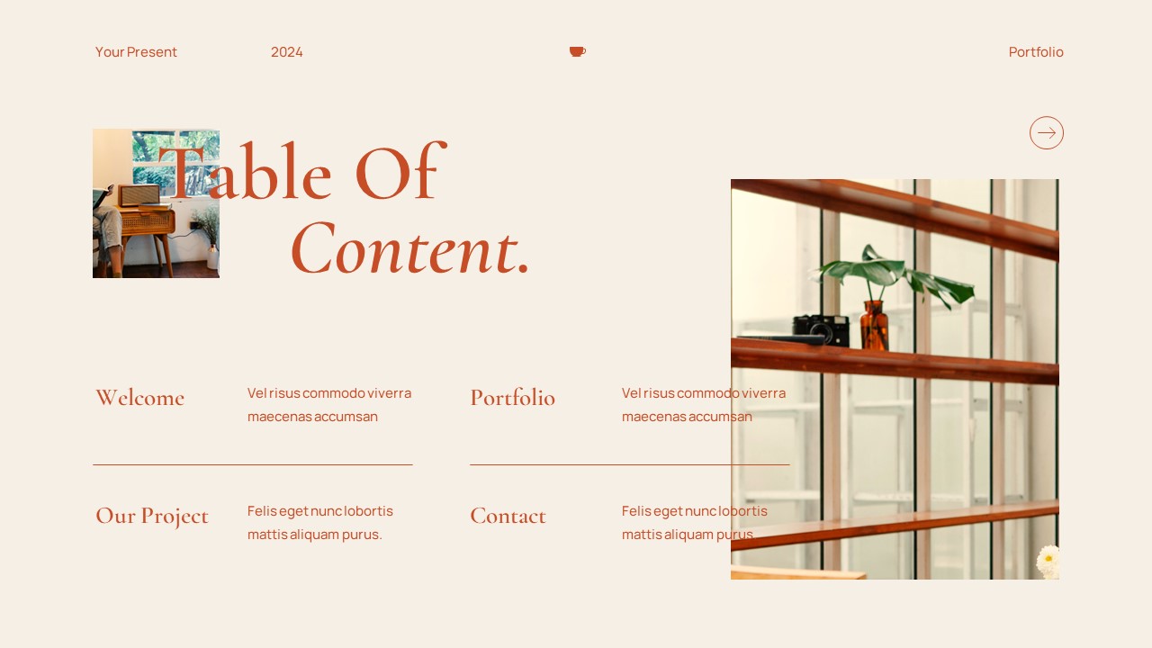 Cream Orange Modern Minimalist Cafe Portfolio Key Note Presentation ...