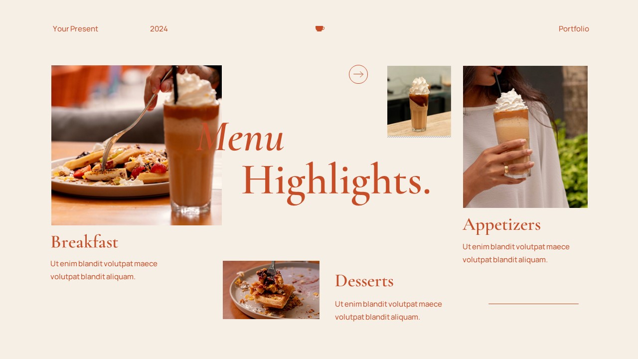 Cream Orange Modern Minimalist Cafe Portfolio Key Note Presentation ...