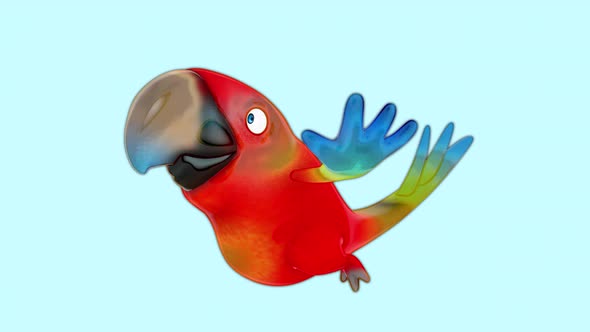 4K cartoon animation of a fun Parrot with alpha included alt