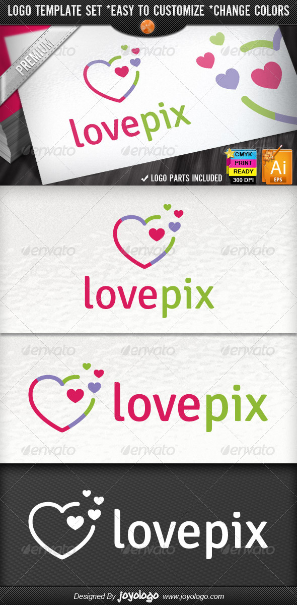 Abstract Pixel Heart Logo Template - Symbols Logo Templates