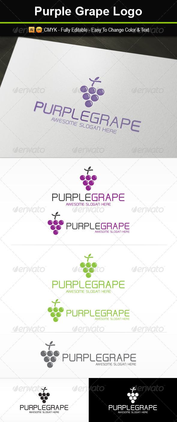 Purple Grape Logo - Food Logo Templates