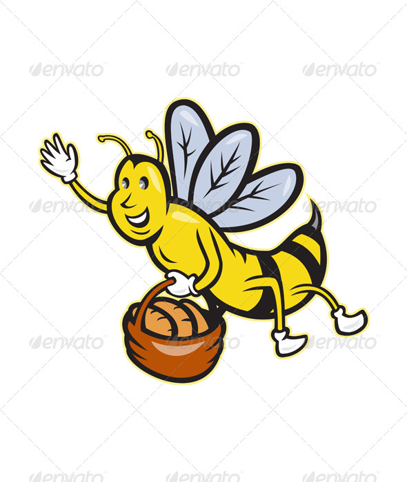 Bee Carrying Basket of Bread - Animals Characters