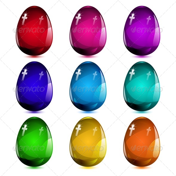 Set of Easter Glass Eggs - Miscellaneous Seasons/Holidays