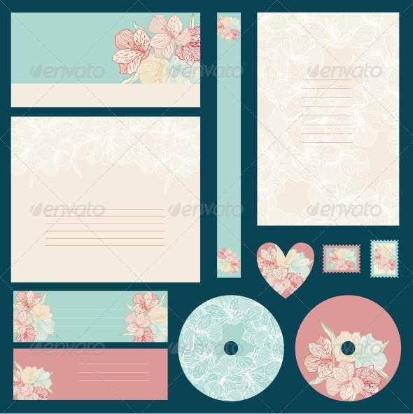 Set of Wedding Invitations - Decorative Symbols Decorative