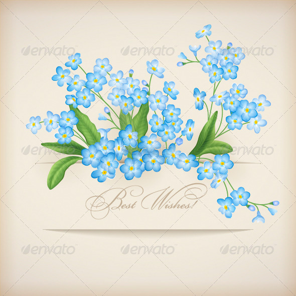 Blue Spring Flowers Forget-me-not Greeting Card - Flowers & Plants Nature