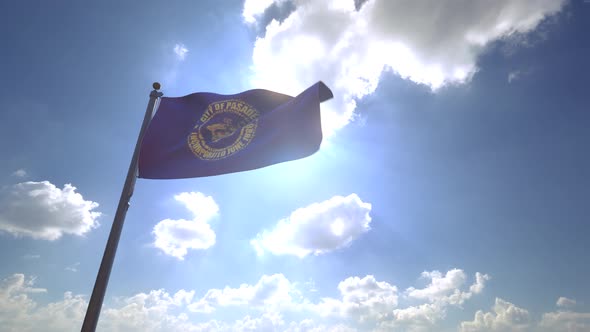 Pasadena City Flag (California, USA) on a Flagpole V4 - 4K