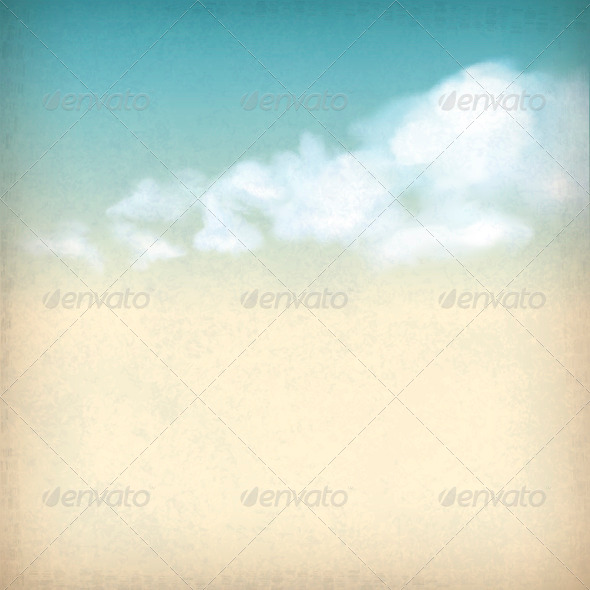 Vintage Sky Clouds Old Paper Textured Background - Nature Conceptual